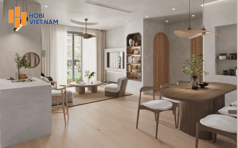 Ứng dụng mẫu sàn gỗ đẹp theo không gian